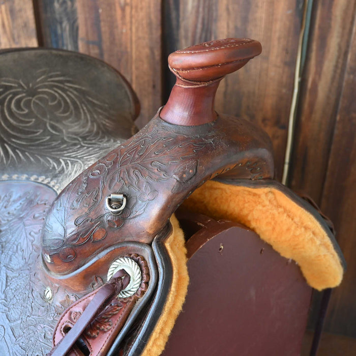 14" USED HARLAN WEBB ROPING SADDLE Saddles - Used Harlen Webb