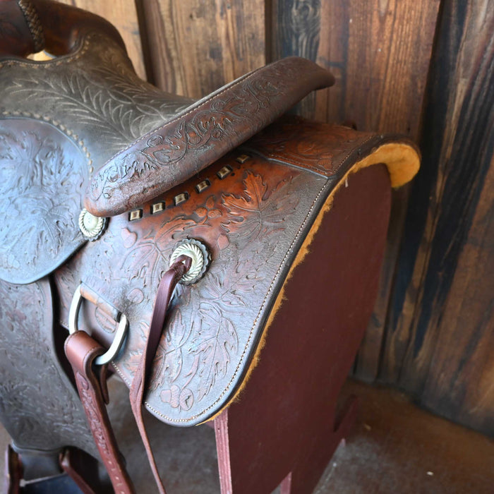 14" USED HARLAN WEBB ROPING SADDLE Saddles - Used Harlen Webb