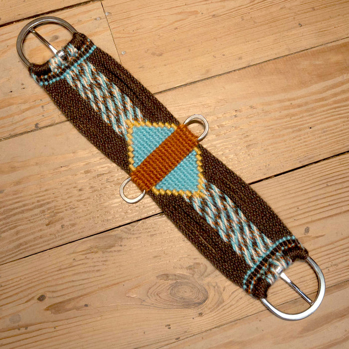 Ross Bullinger 26" Chocolate/Turquoise Mohair Cinch Tack - Cinches Ross Bullinger