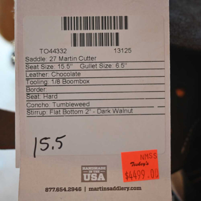 15.5" MARTIN CUTTING SADDLE Saddles - New Martin Saddlery