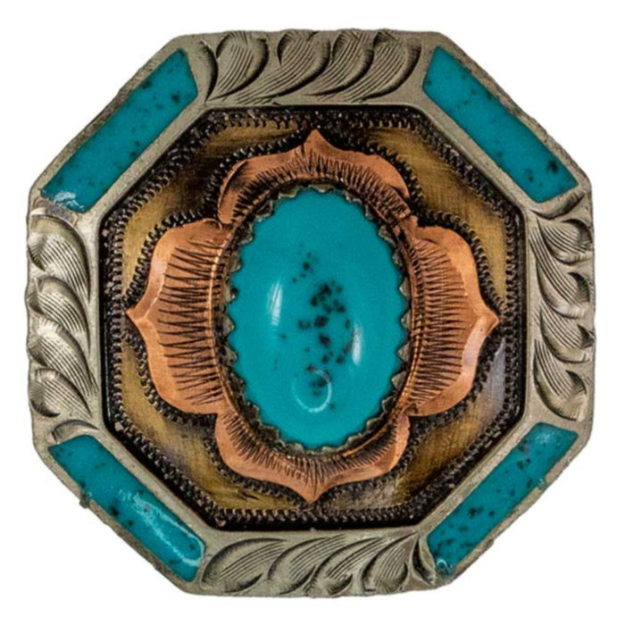 Turquoise Stone Flower Concho Tack - Conchos & Hardware MISC