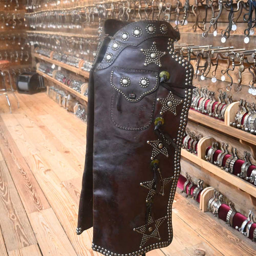 Myrick Vintage Leather Cowboy Chaps Tack - Chaps & Chinks Red Myrick