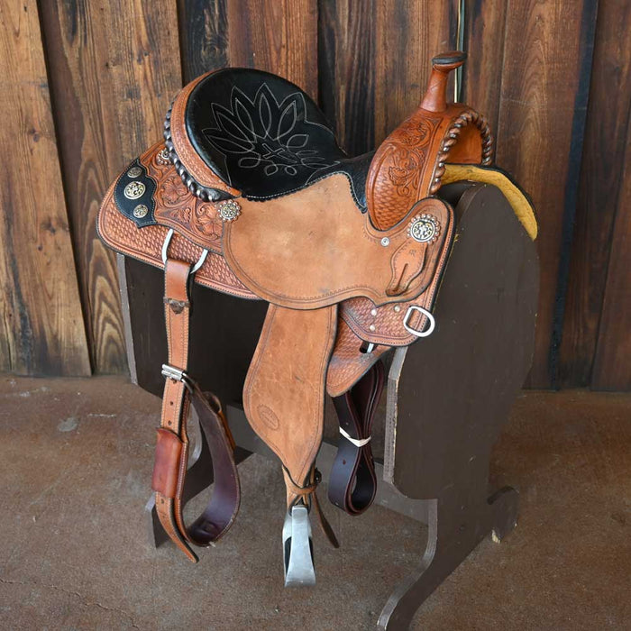 15" USED ALLEN RANCH BARREL SADDLE Saddles - Used Allen Ranch Saddle Shop