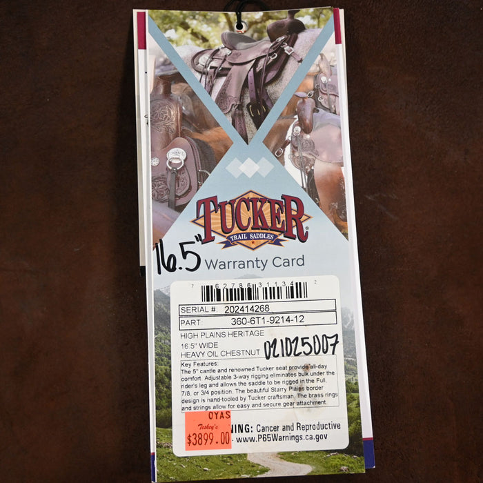 16.5" TUCKER HIGH PLAINS HERITAGE TRAIL SADDLE Saddles - New Tucker