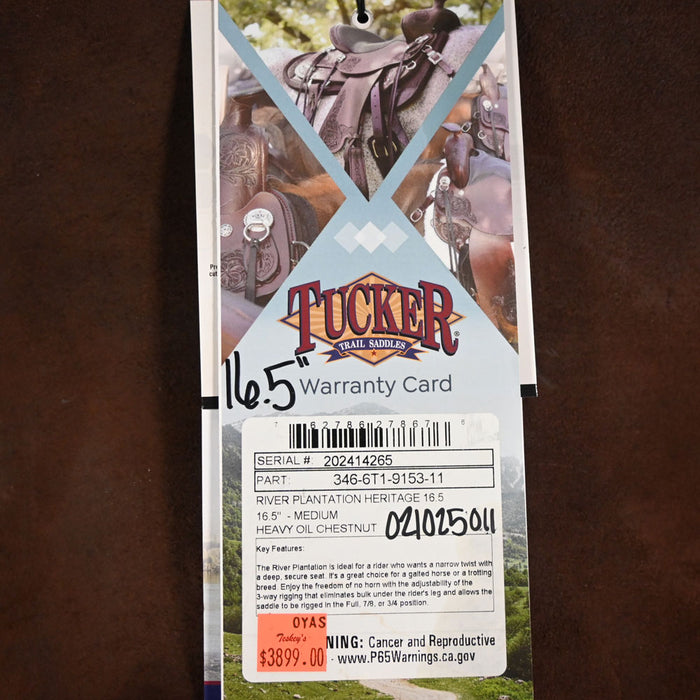 16.5" TUCKER RIVER PLANTATION TRAIL SADDLE Saddles - New Tucker