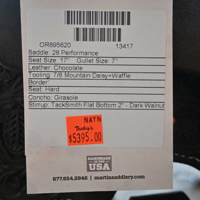 17" MARTIN PERFORMANCE SADDLE Saddles - New Martin Saddlery