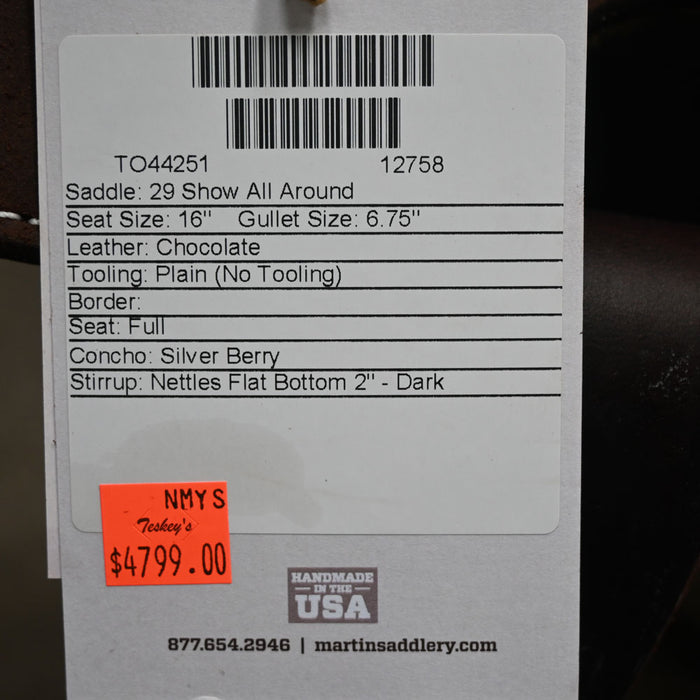 16" MARTIN SHOW ALL AROUND SADDLE Saddles - New Martin Saddlery