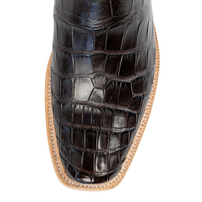R. Watson Men's Chocolate Cross Cut Alligator Cutter Toe Boot MEN - Footwear - Exotic Western Boots R Watson