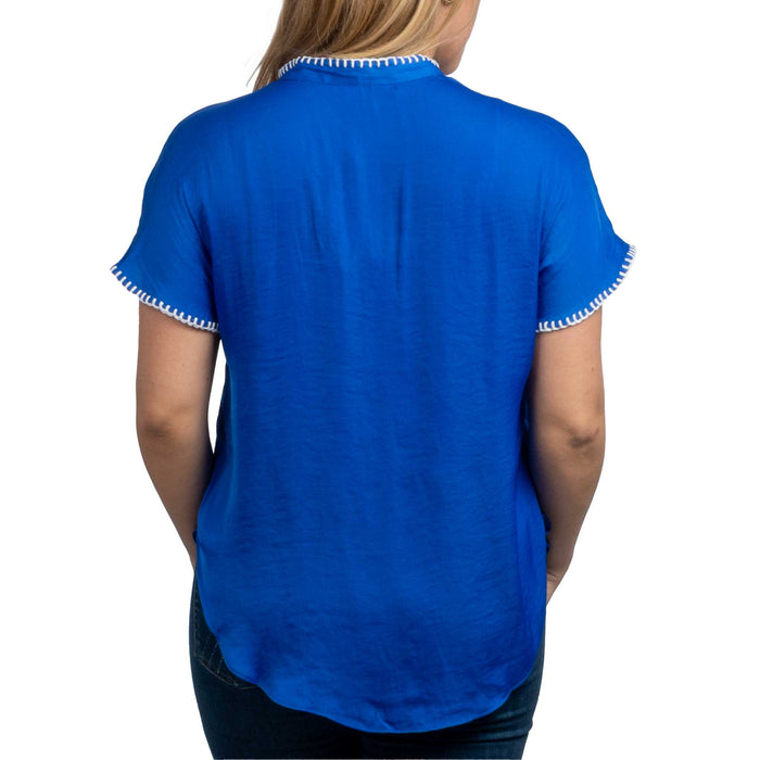 Whipstitch Drop Shoulder Blouse WOMEN - Clothing - Tops - Short Sleeved Naked Zebra