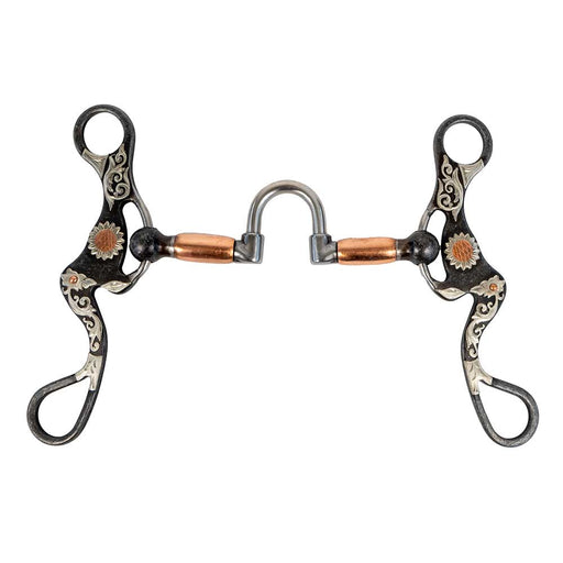 Aged Roll Port Bit with Floral Design Tack - Bits Formay