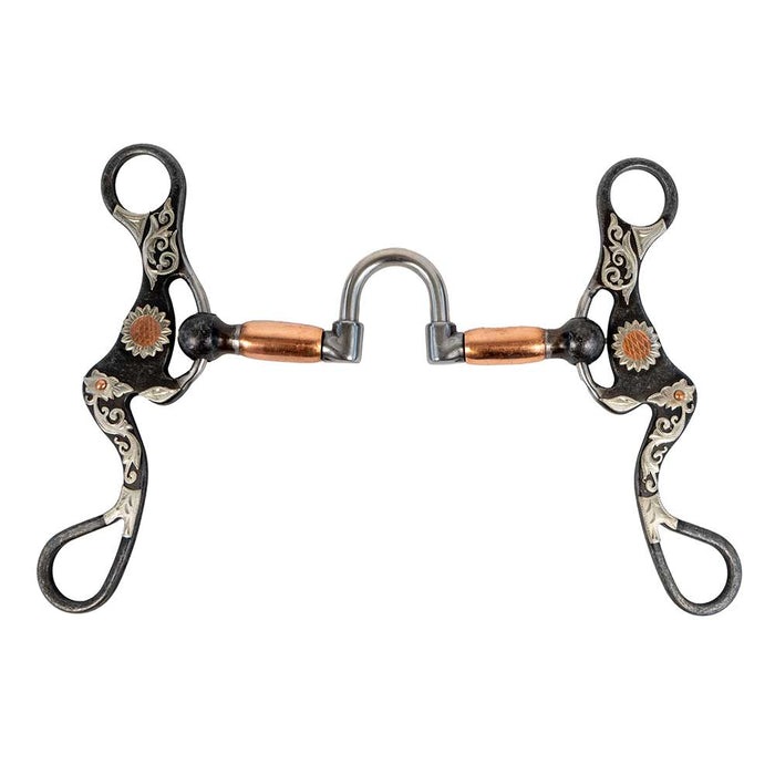 Aged Roll Port Bit with Floral Design Tack - Bits Formay