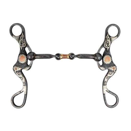 Aged Dogbone with Floral Accents and Copper Inlay Bit Tack - Bits Formay