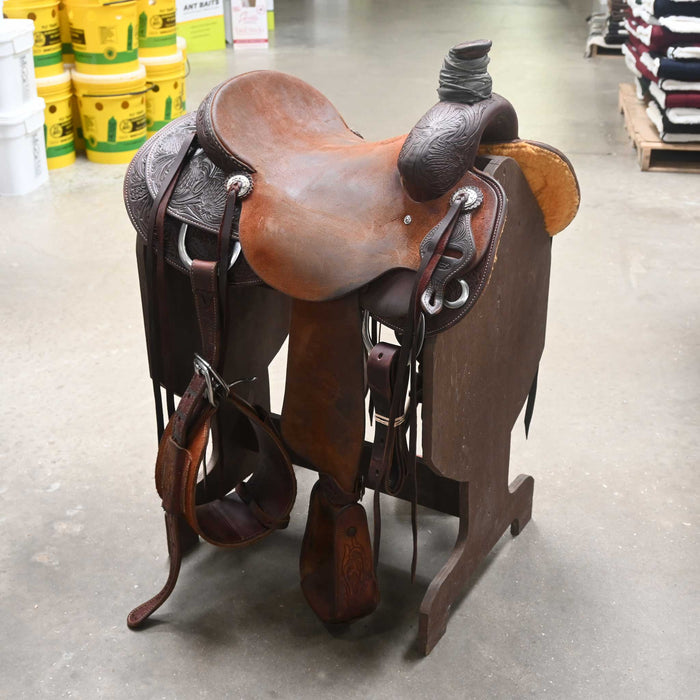 15" USED JEFF SMITH TEAM ROPING SADDLE