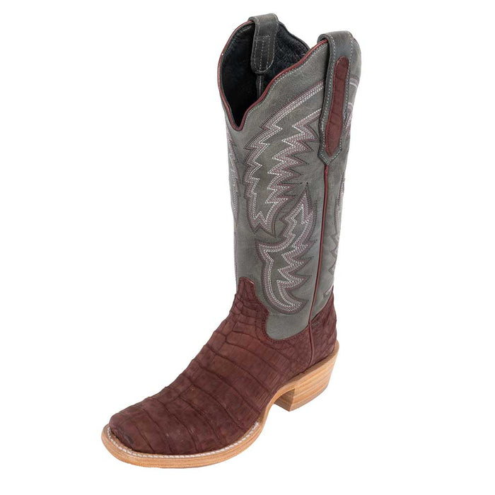 R. Watson Women's Nubuck Rhubarb Caiman Belly Cutter Toe Boot WOMEN - Footwear - Boots - Western Boots R Watson