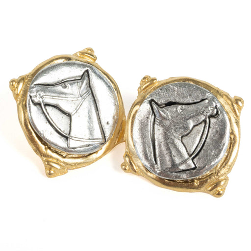 Gold and Silver Intaglio Horse Earrings WOMEN - Accessories - Jewelry - Earrings Susan Shaw