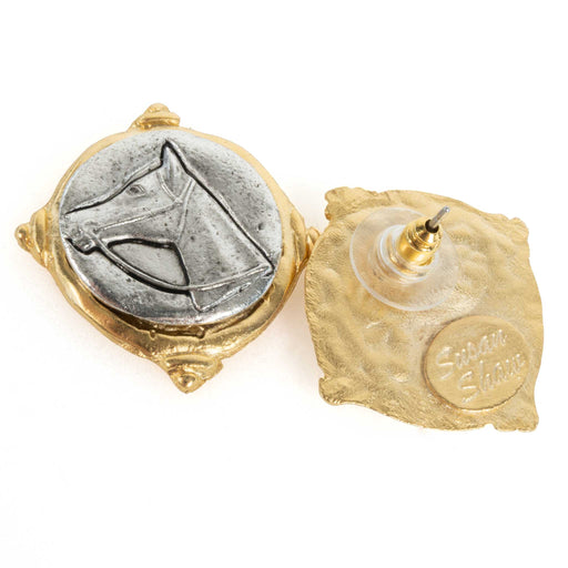 Gold and Silver Intaglio Horse Earrings WOMEN - Accessories - Jewelry - Earrings Susan Shaw