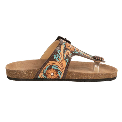 Challenger Women's Floral Tooled Black Inlay/Turquoise Sandal WOMEN - Footwear - Sandals Challenger
