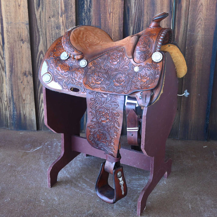 14.5" USED JUDD MILLER TEAM ROPING SADDLE Saddles - Used Judd Miller Custom Saddlery