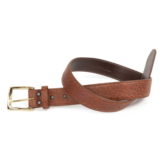 Chacon Leather Men's Cognac Bison Belt - 1 1/2"
