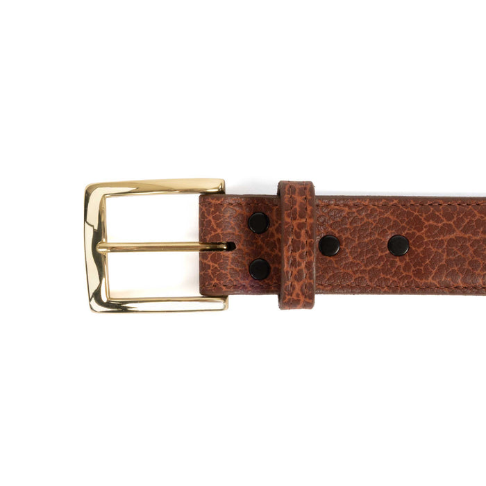 Chacon Leather Men's Cognac Bison Belt - 1 1/2"