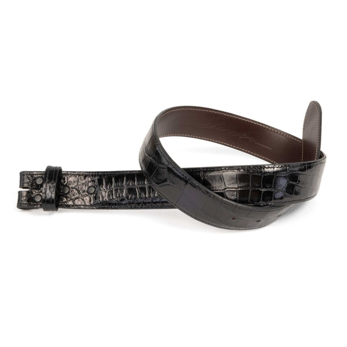 Chacon Leather Men's Black Glazed Gator Belt - 1 1/2"