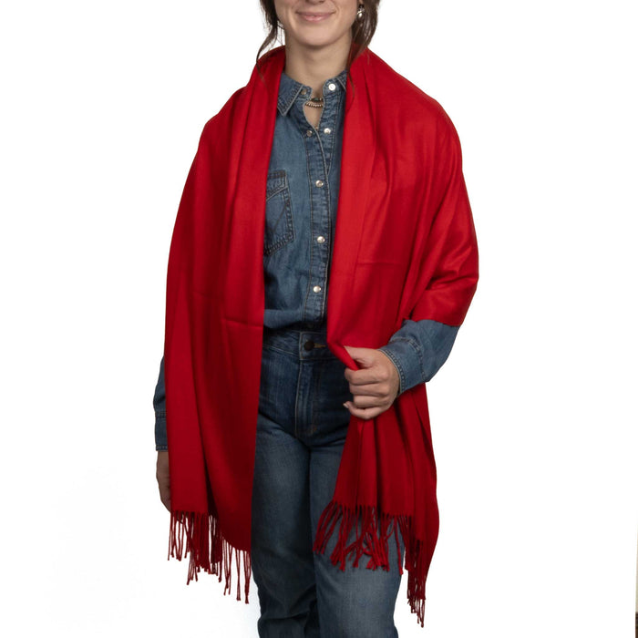 Cashmere Oblong Wrap - Red
