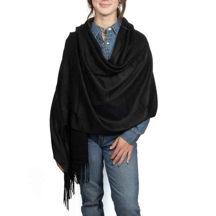 Cashmere Oblong Wrap - Black