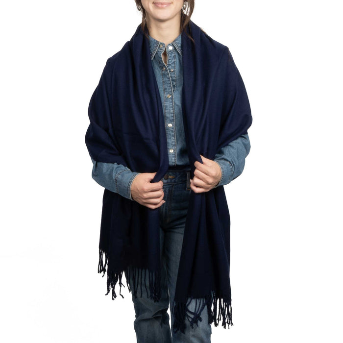 Cashmere Oblong Wrap - Navy