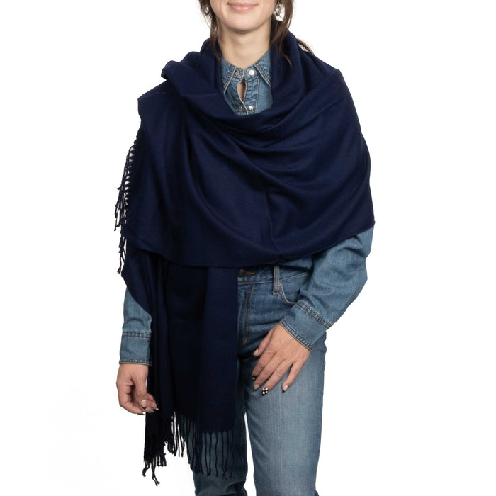 Cashmere Oblong Wrap - Navy