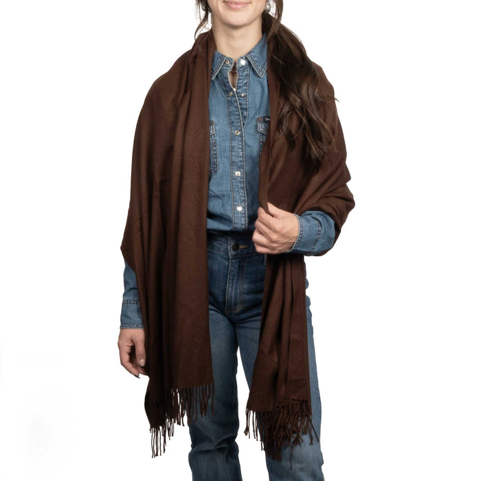 Cashmere Oblong Wrap - Brown