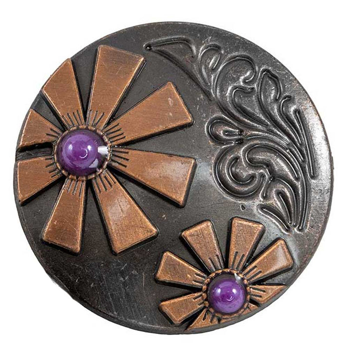 Copper Daisy with Purple Stone Tack - Conchos & Hardware MISC