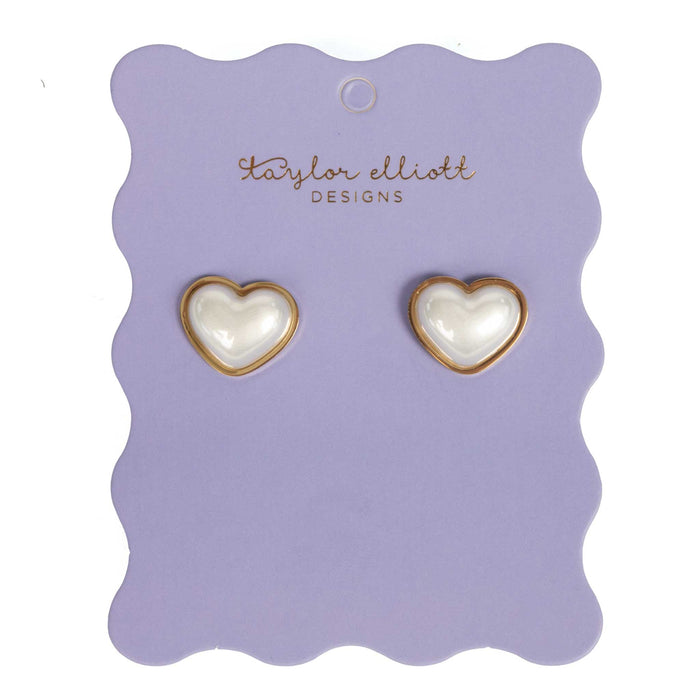 Meredith Pearl Heart Stud Earrings