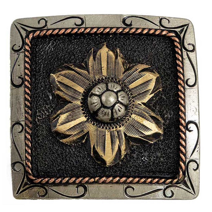 Dark Silver Square Flower Concho Tack - Conchos & Hardware MISC