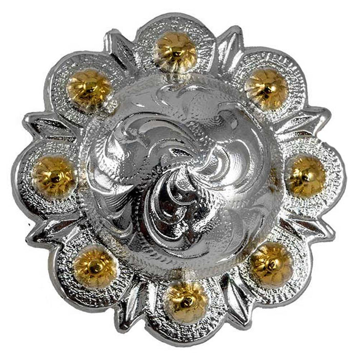 Silver Berry Concho with Gold Dots Tack - Conchos & Hardware MISC
