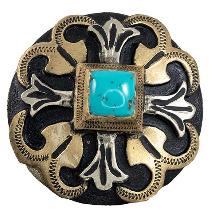 Turquoise Stone Cross Concho Tack - Conchos & Hardware MISC