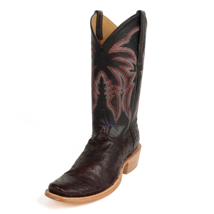 R. Watson Men's Cutter Toe Black Cherry Full Quill Ostrich Boot