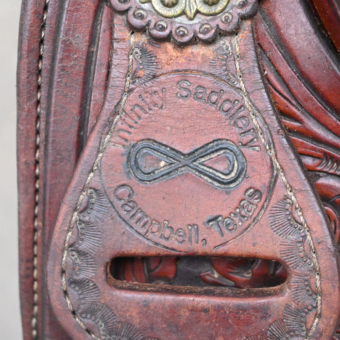15.5" USED INFINITY TEAM ROPING SADDLE Saddles - Used Infinity Saddlery