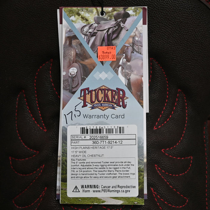 17.5" TUCKER HIGH PLAINS HERITAGE TRAIL SADDLE Saddles - New Tucker