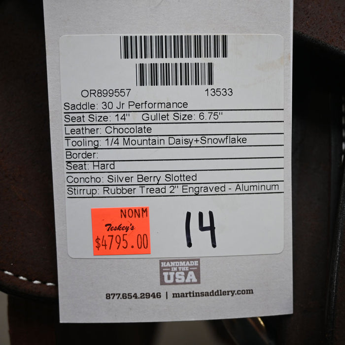 14" MARTIN JR. PERFORMANCE SADDLE Saddles - New Martin Saddlery