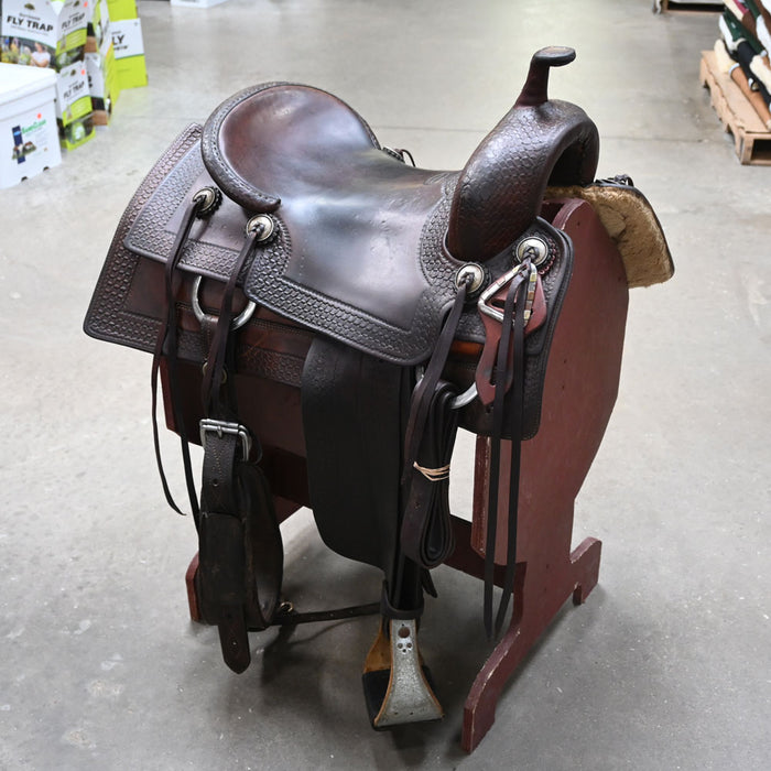 16.5" USED CALVIN ALLEN RANCH CUTTER SADDLE Saddles - Used Calvin Allen