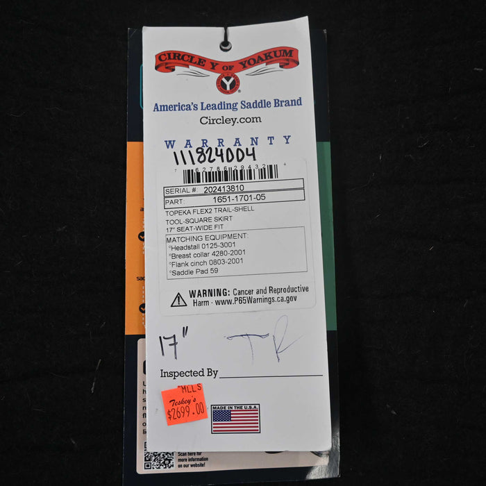 17" CIRCLE Y TOPEKA FLEX2 TRAIL SADDLE Saddles - New Circle Y Saddlery