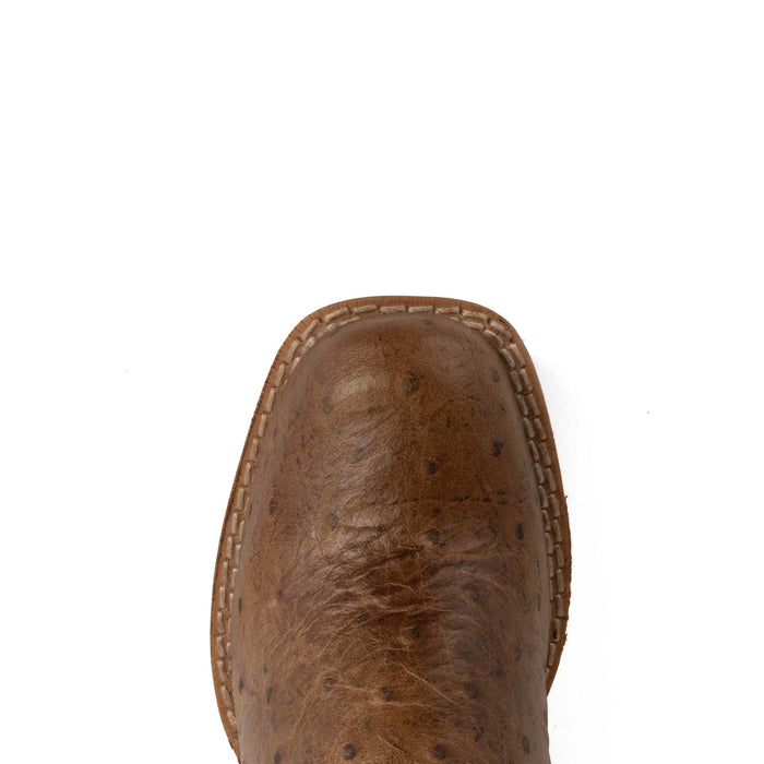 Roper Youth Cutter Quill Waxy Brown Embossed Ostrich Boot