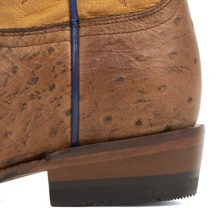 Roper Youth Cutter Quill Waxy Brown Embossed Ostrich Boot