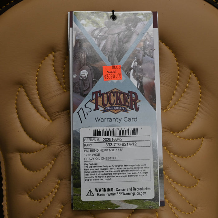 17.5" TUCKER BIG BEND HERITAGE TRAIL SADDLE Saddles - New Tucker