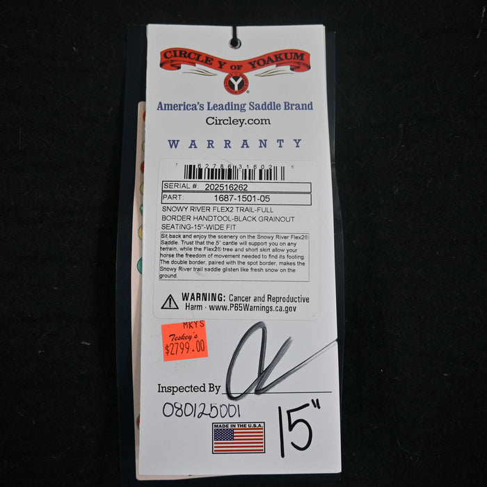 15" CIRCLE Y SNOWY RIVER FLEX2 TRAIL SADDLE Saddles - New Circle Y Saddlery