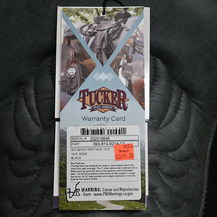 18.5" TUCKER BIG BEND HERITAGE TRAIL SADDLE Saddles - New Tucker