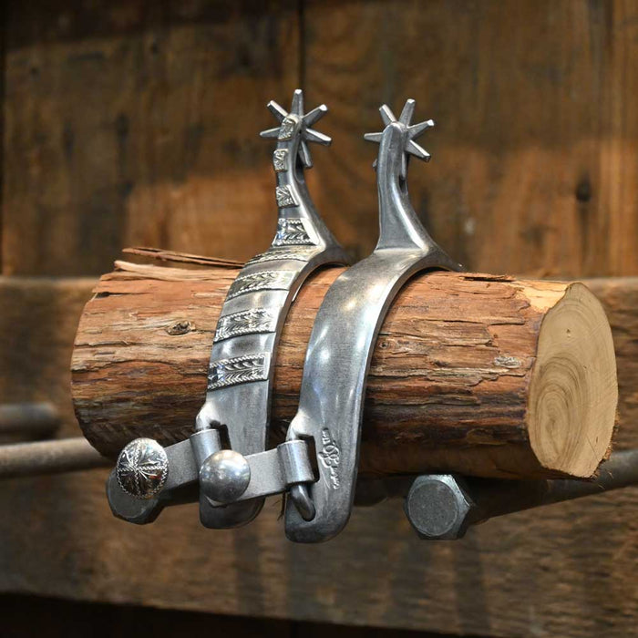 Josh Ownbey Cowboy Line Silver Mounted Spurs 7 pt Rowels Tack - Spurs Josh Ownbey