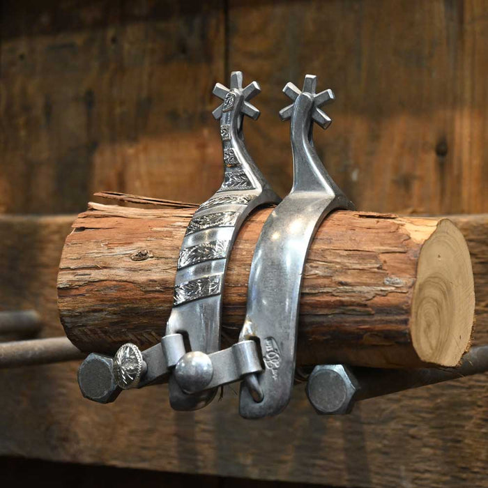 Josh Ownbey Cowboy Line Silver Mounted Spurs 6 pt Rowels Tack - Spurs Josh Ownbey Cowboy Line