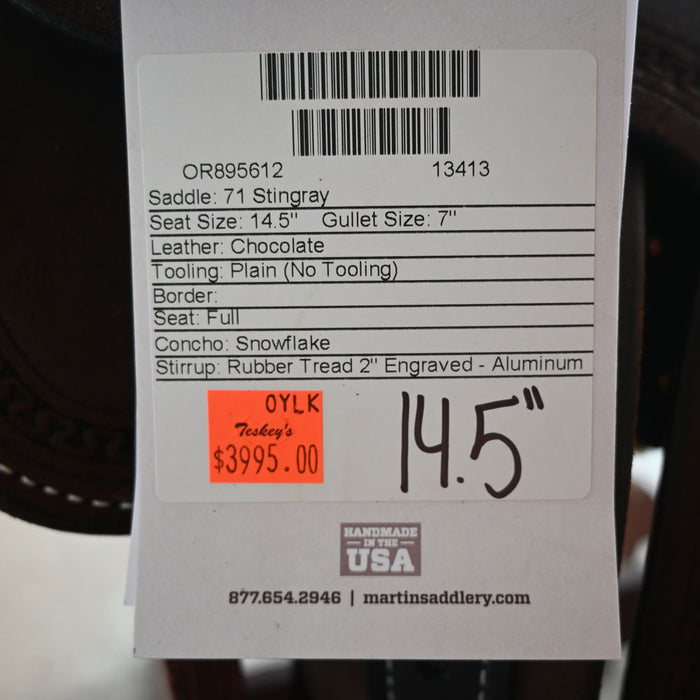 14.5" MARTIN STINGRAY BARREL SADDLE Saddles - New Martin Saddlery