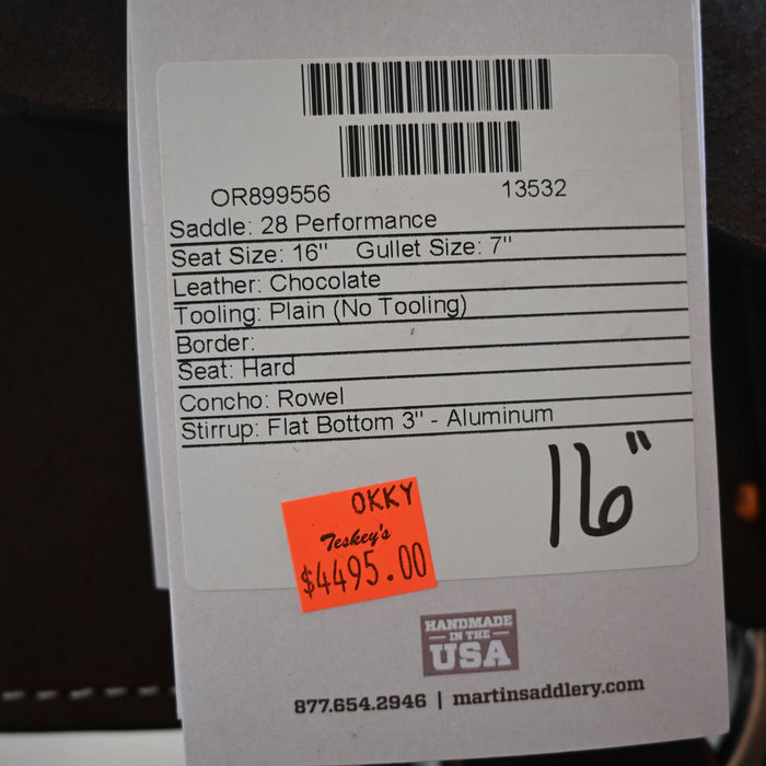 16" MARTIN PERFORMANCE SADDLE Saddles - New Martin Saddlery